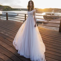 charming long sleeve a line bridal dresses 2021 sweetheart applique beading sweep train wedding gowns custom made