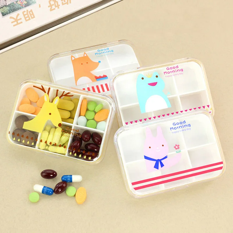 4/6 сетчатый портативный мини милый пластиковый кейс для таблеток медицинский