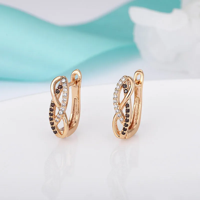 gold black MAIKALE, классические серьги-гвоздики из розового золота для женщин, белые, черные, кубический цирконий, простые корейские серьги, Ультрамодная бижутерия, серьги, бижутерия - Окраска металла: gold black
