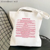 women shopper bag nurse rules printed kawaii bag harajuku shopping canvas shopper bag girl handbag tote shoulder lady bag