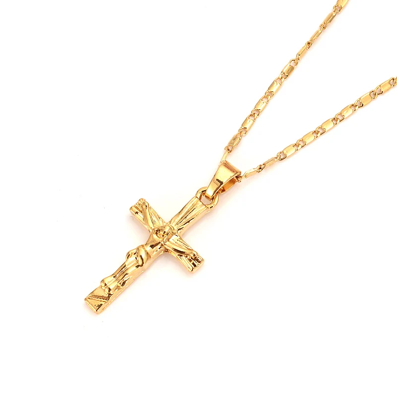 

INRI Cross Pendant Necklaces Chain Women Men,Crucifix Christianity Gold Color Jesus of Nazareth,King of the Jews