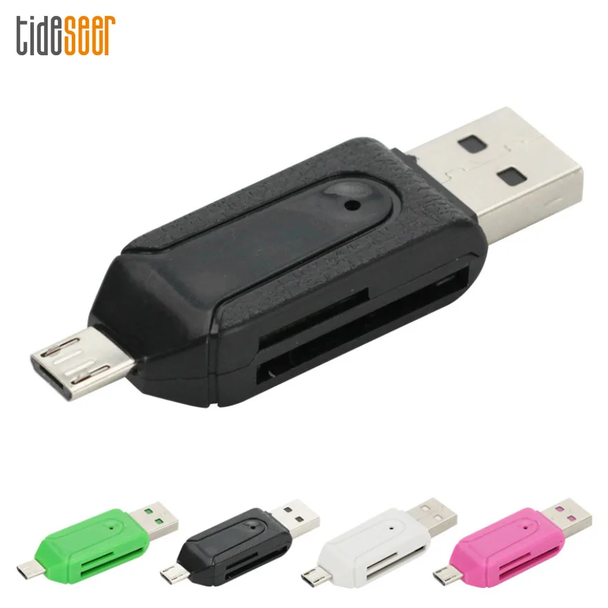 2 in 1 Micro USB 2.0 OTG SD TF SDXC Memory Card Reader Adapter Plug and Play for Xiaomi Android Cell Phone Tablet PC 2000pcs