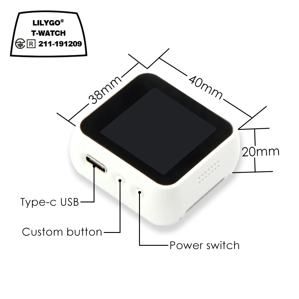 

LILYGO TTGO T-Watch Programmable Wearable Environmental Interaction WiFi Bluetooth Lora ESP32 Capacitive Touch Screen