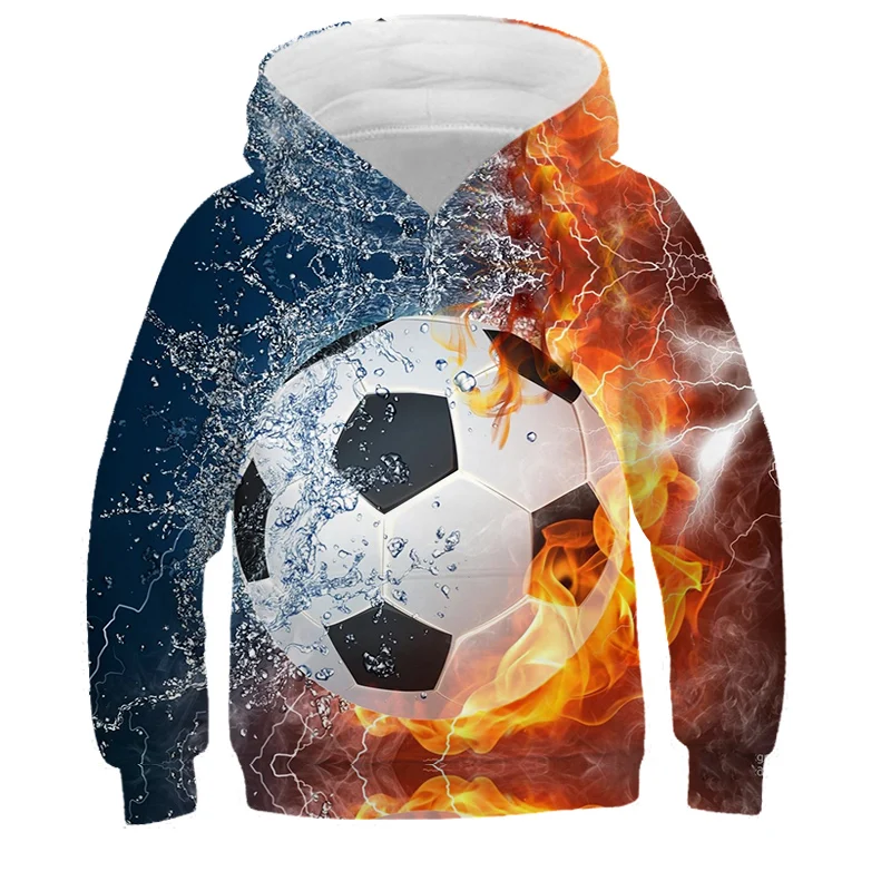 

Спортивный свитшот с 3d-рисунком пламени и футбола, детский Модный пуловер с длинным рукавом, верхняя одежда для мальчиков, женская уличная о...