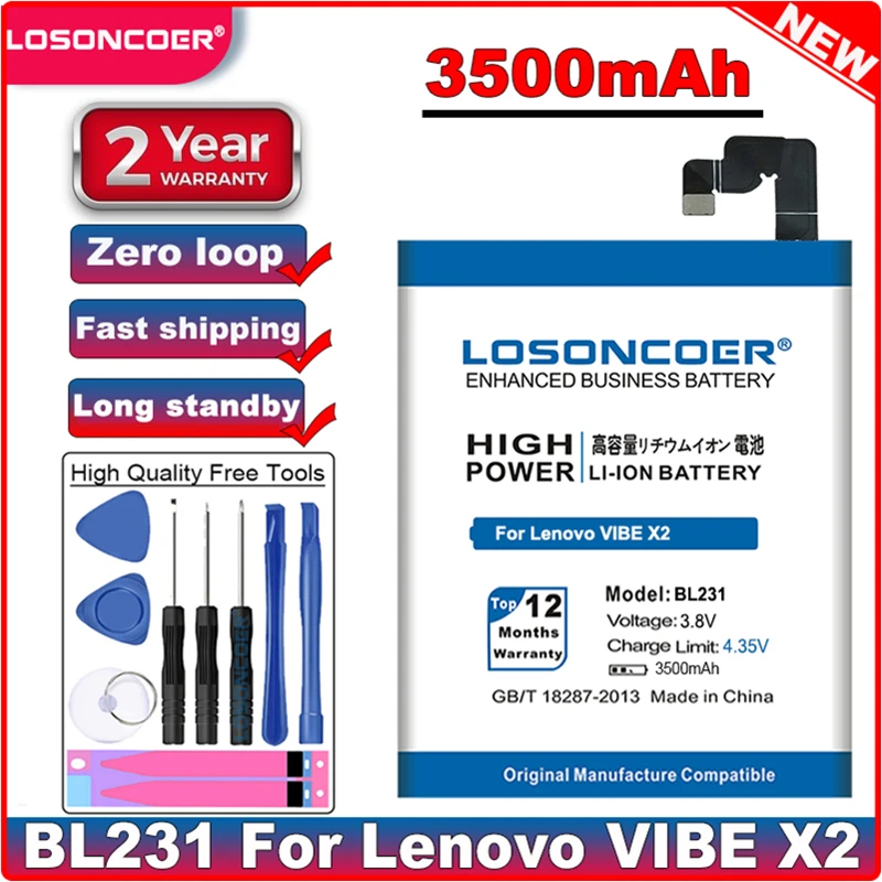 Аккумулятор LOSONCOER BL231 3500 мАч для телефона Lenovo VIBE X2 TO S90T S90U S90|battery for lenovo|battery forbattery