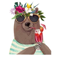 summer cute sloth drinking thermal stickers cartoon animal parches iron on patches for clothing washable t shirt heat transfers