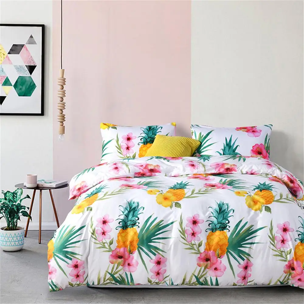 Милый Постельное белье перо с принтом листьев стеганое одеяло размеры: комплект