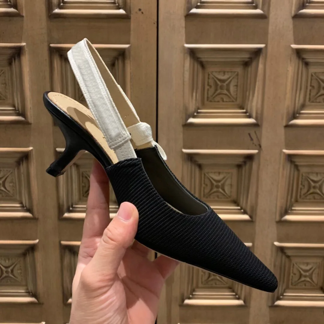 

2022 New Pointed Sexy Wedding Shoes Women's Shoes Kitten Heel Sandals Women High Quality Bow High Heels Women Luxury Brand D