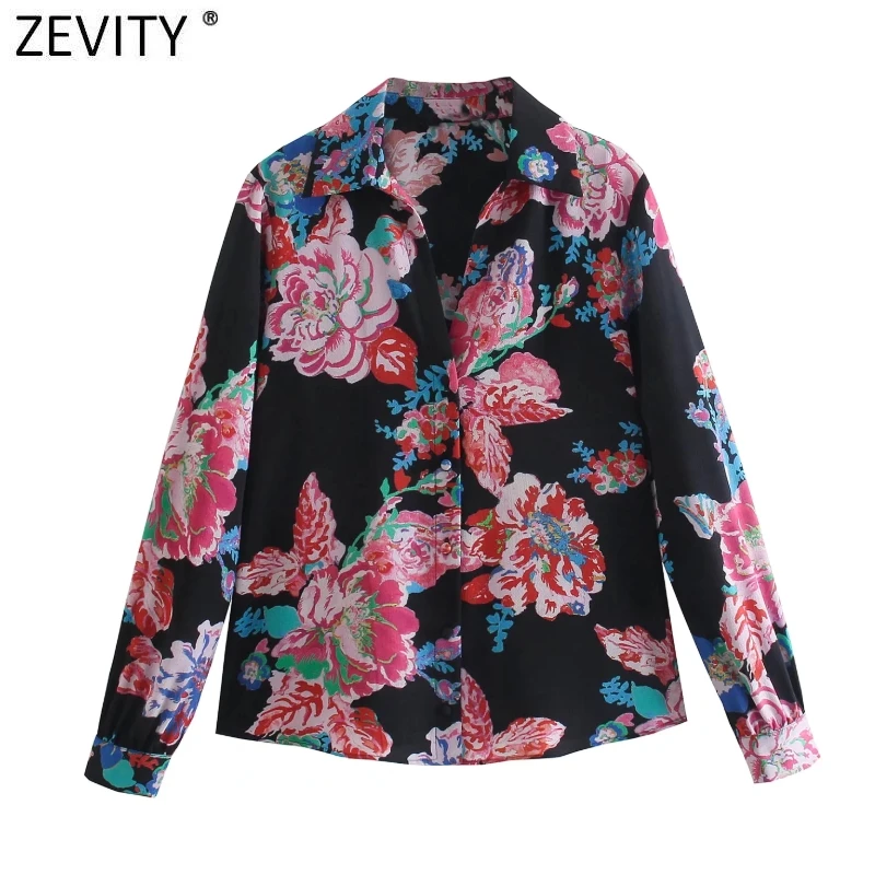 

Новая женская элегантная цветная блузка Zevity с цветочным принтом и пряжкой, повседневная женская деловая рубашка с длинным рукавом, шикарны...