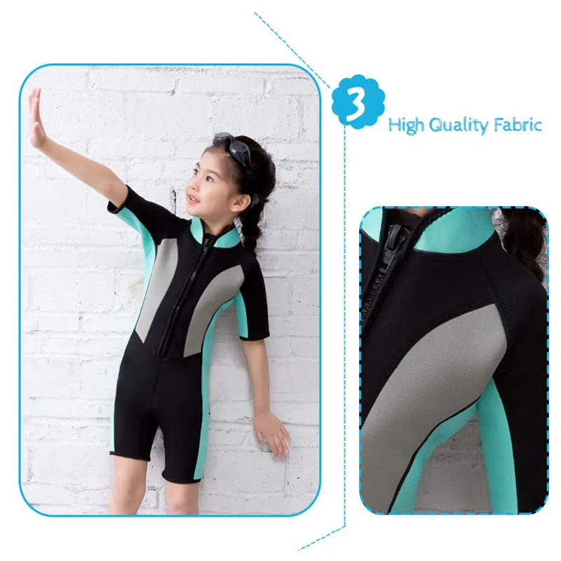 Hisea 2 5 мм неопрен Pro Детский Гидрокостюм Цельный с коротким рукавом дышащий