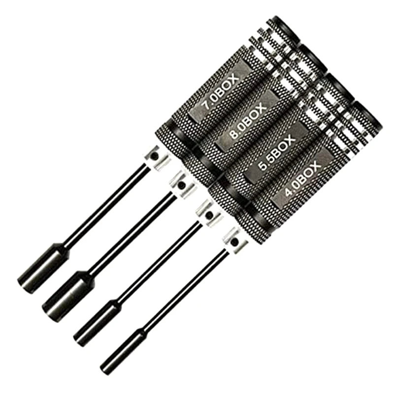 

4Pcs Hex Nut Drivers Screw Driver Tools Kit Set for RC Helicopter RC Boat Rc Cars, Metal 4.0/5.5/7.0/8.0mm Screwdrivers