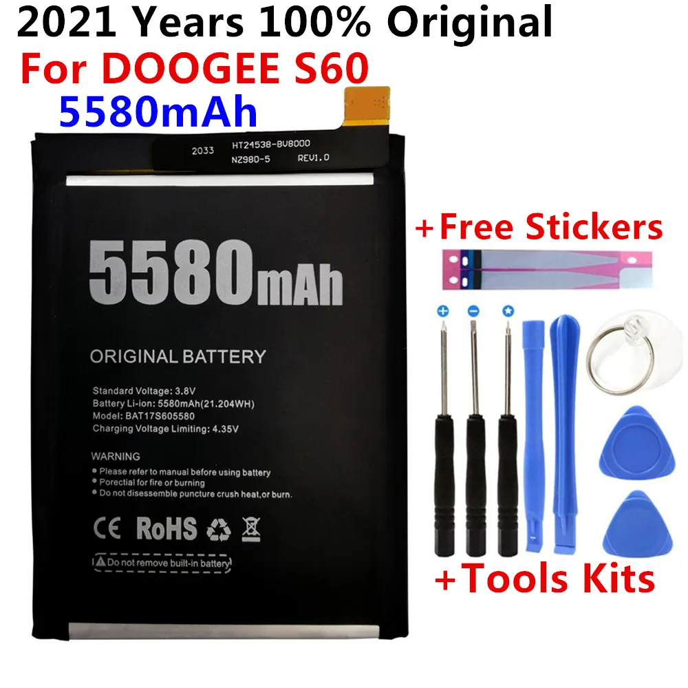 100% оригинальный новый запасной аккумулятор Для DOOGEE S60 5580 мАч резервный