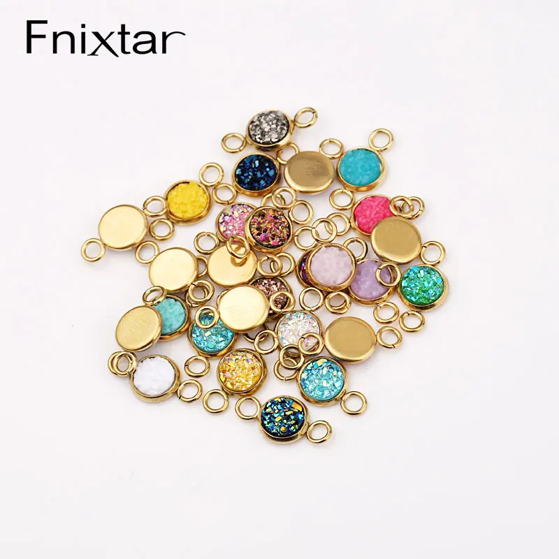

Fnixtar 50Pcs Rhinestones Charms Mirror Polish Stainless Steel Charms Connector Charms For Necklace Bracelet Keychain Jewelry
