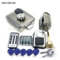 diy dry battery electric lock gate lock access control system electronic integrated rfid door rim lock with nfc reader