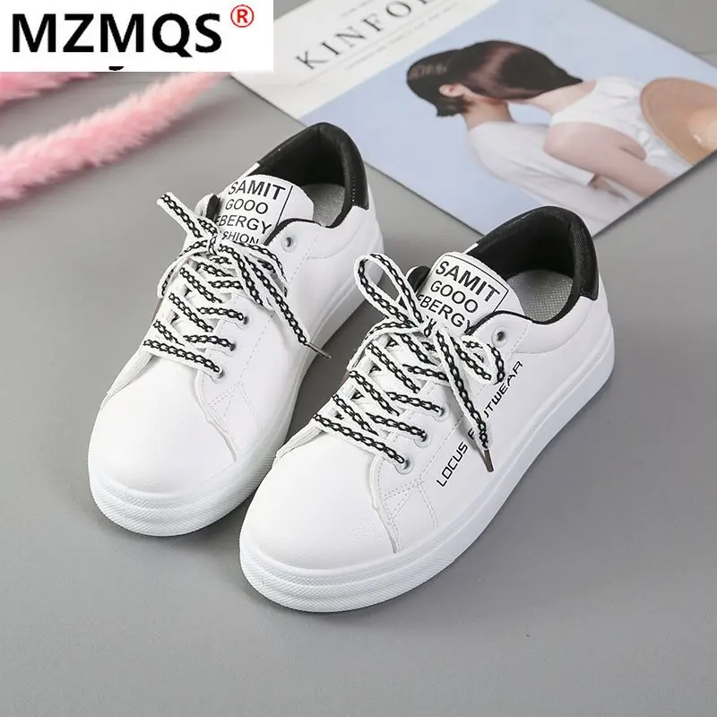 

2021 Spring New PU Small White Shoes Outdoor Comfortable Light Casual Vulcanize Shoes Fashion Lace-up Low-top Casual Sneakers
