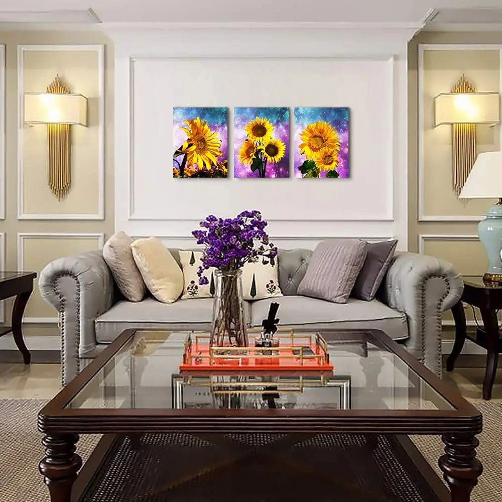 

yellow Sunflower flower Framed Wall Art Paintings for Living Room Canvas Print Wall Artworks Bedroom Decoration