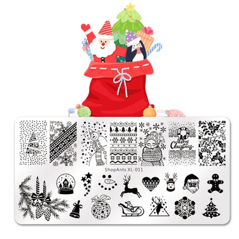 1 шт. пластины для штамповки ногтей из нержавеющей стали Рождественская елка