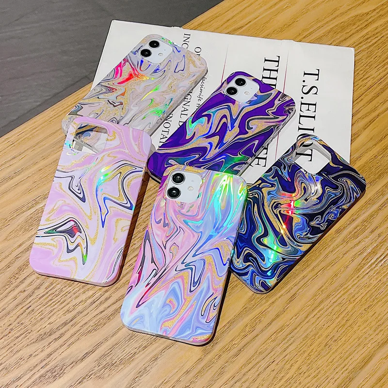 

Laser watercolor phone case For iphone 11 pro max cases for girls For iphone xr 7 8plus xs SE2020 12 13 12pro 13pro