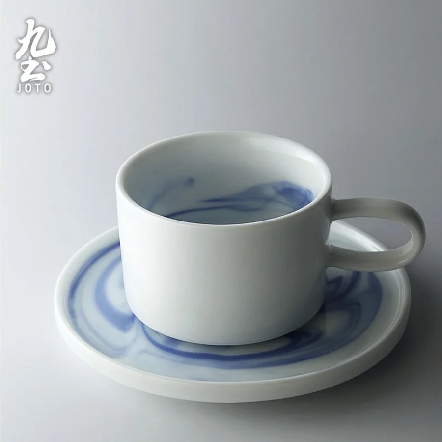 

Simple Handmade Cup Japanese High Quality Creative Ceramic Coffee Saucer Set vintage Cup Tazas De Cafe Home Drinkware DB60BD