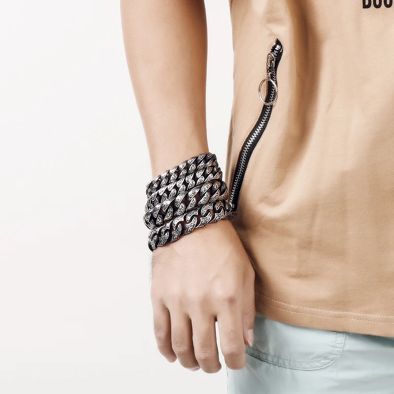 Браслет-цепочка мужской из нержавеющей стали в стиле панк-рок | Украшения и