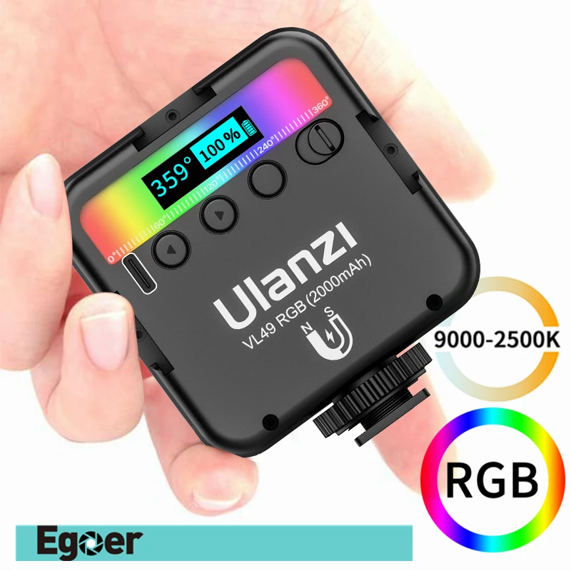Ulanzi VL49 мини RGB видео светильник ing для фотографии 2000 мА/ч, RGB светодиодный видео Камера светильник Vlog заполнить светильник в прямом эфире - изображение