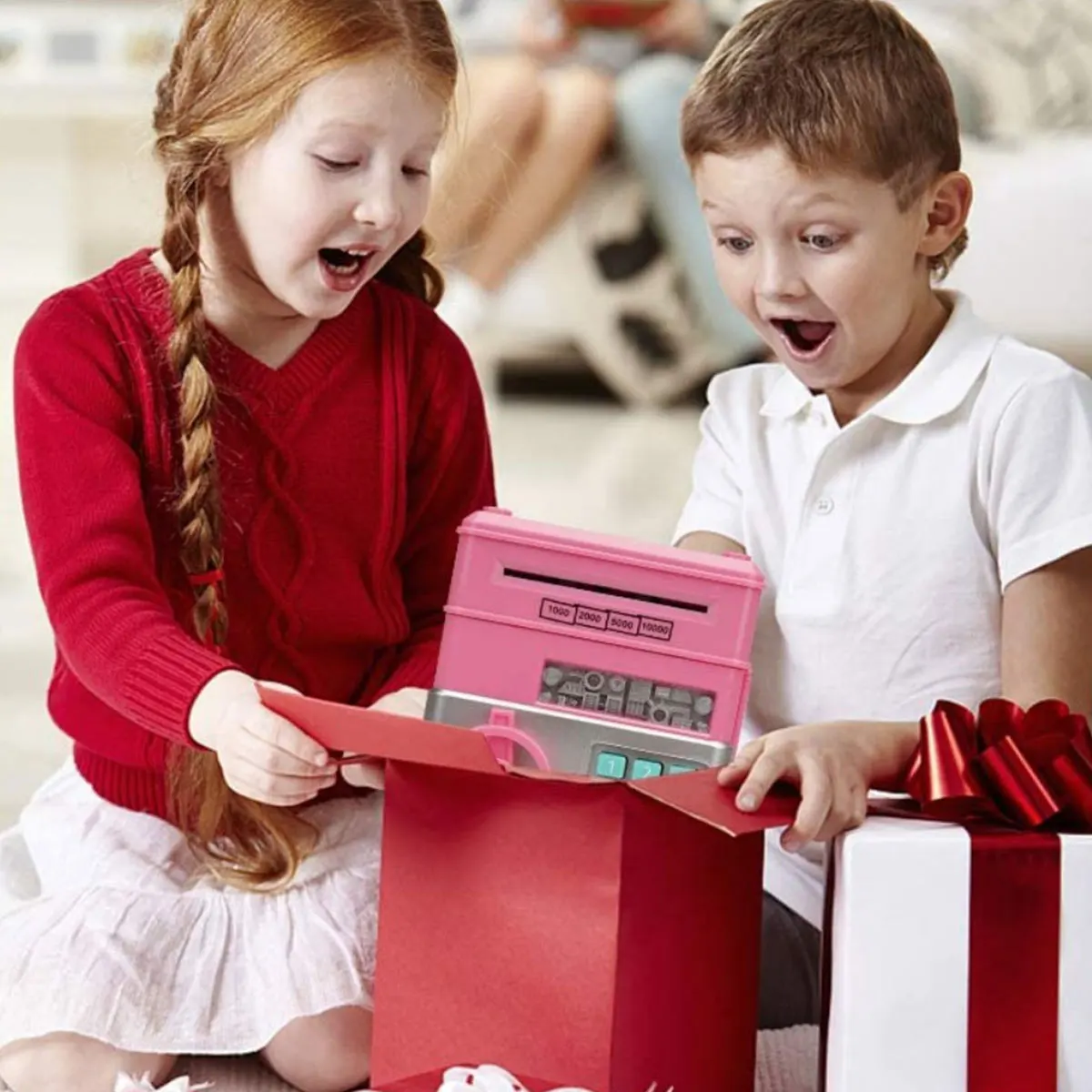 Hucha electr&oacute;nica con contrase&ntilde;a para ni&ntilde;os, caja de seguridad para guardar dinero en efectivo y monedas, dep&oacute;sito autom&aacute;tico, regalo, env&iacute;o directo-4