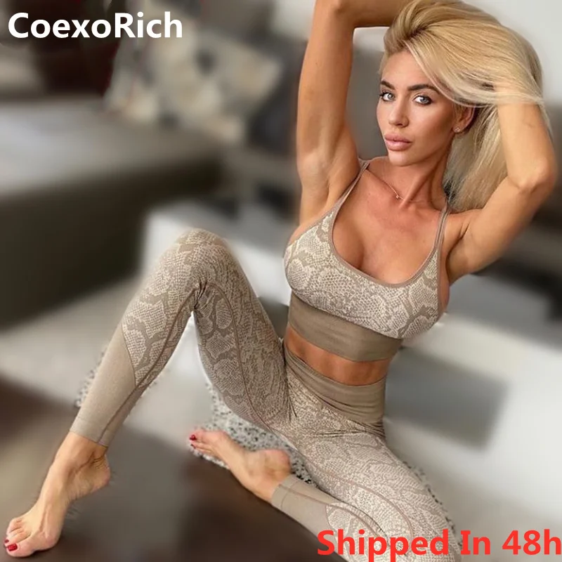 

Tracksuit Women Fitness Gym Clothing Set Seamless Yoga Suit Sports Bra Sleeveless Crop Top Tights Leggings Workout Sportswear