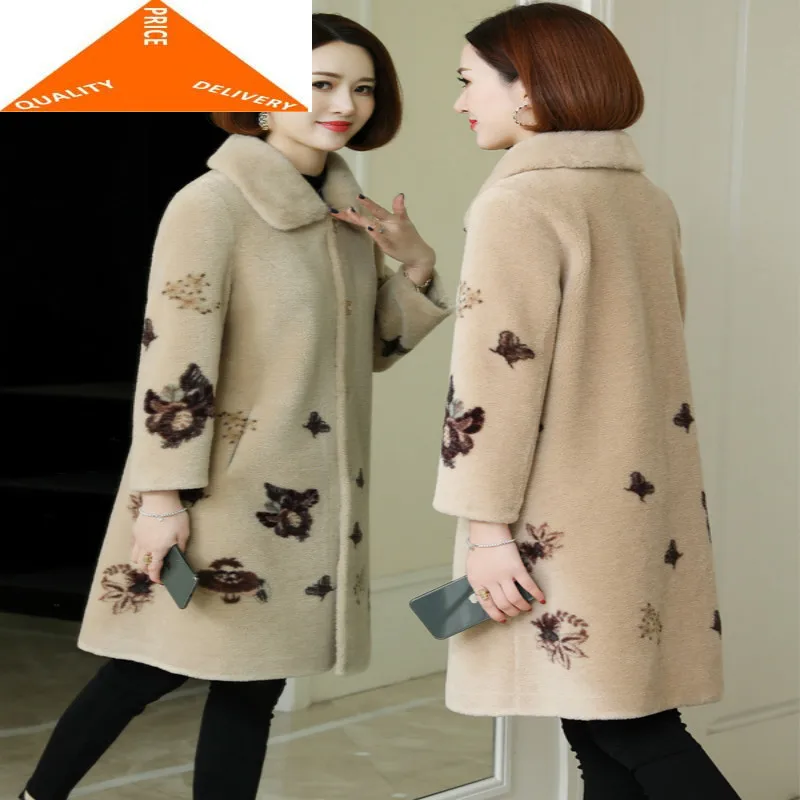 

Coat Female Real Winter Mink Fur Collar Women Clothes 2020 Korean Vintage Sheep Shearing Jacket Wool Tops 2027