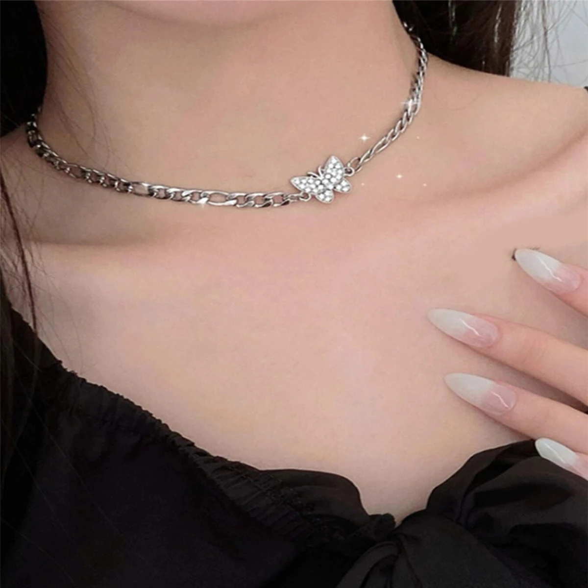 цепочка на шею женская чокер Модное ожерелье-бабочка, дизайнерское ожерелье с холодным ветром, ожерелье для женщин