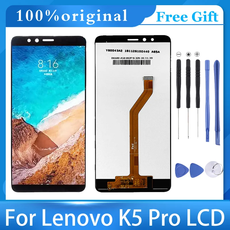 100% Оригинальный ЖК-дисплей для Lenovo K5 Pro L38041, сенсорный экран, дигитайзер в сборе, Бесплатные инструменты