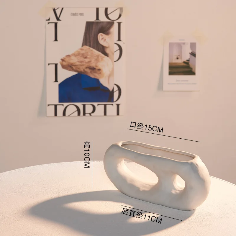 

Nordic White Ceramic Vase Decoration Home Decor Modern Luxury Small Flower Vase Dried Flower Living Room Decoration Household