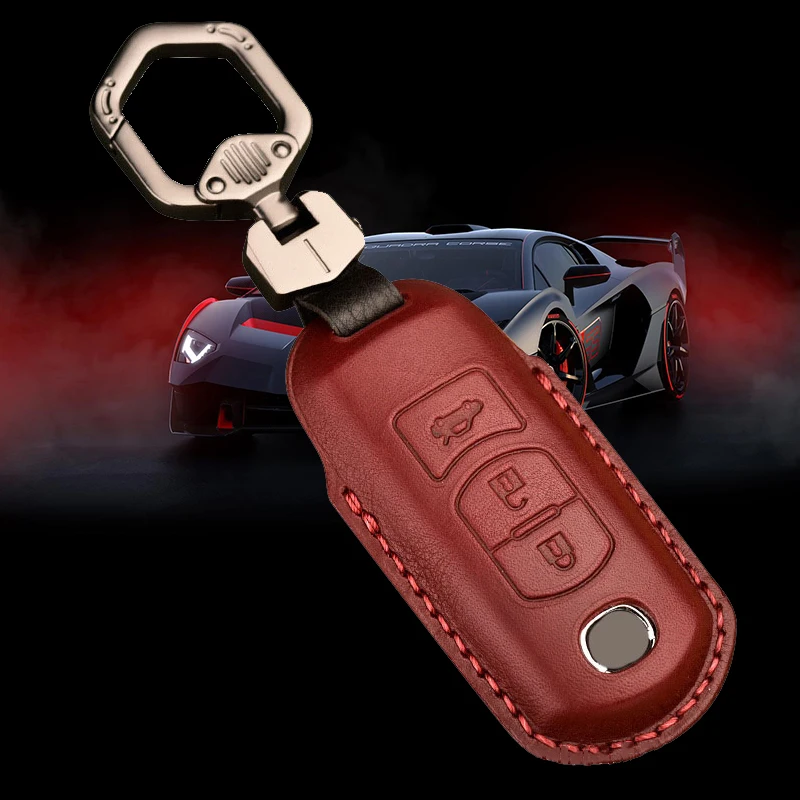 Кожаный Автомобильный Брелок с дистанционный ключ чехол КРЫШКА ДЛЯ Mazda 2 3 5 6 8 Axela