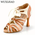 WUXIJIAO Для женщин Туфли для латинских танцев Новинка; Танцевальная обувь; Уникальный дизайн Сальса обувь сандалии со стразами