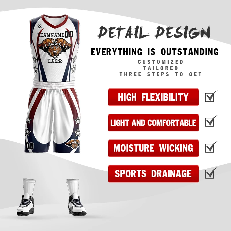 

Custom Mesh Athletic Basketball Jerseys Tank Top and Shorts Personalized Printed Team Uniform for Men/Kids/Women Outdoors/Indoor