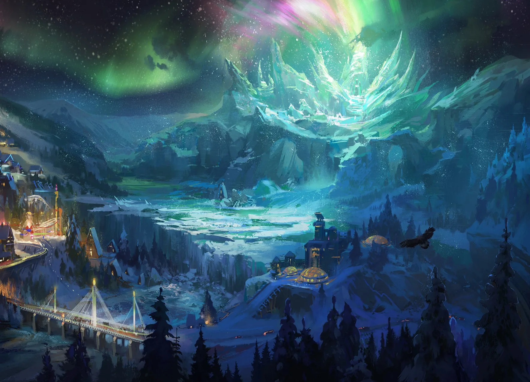 

JMINE Div 5D northern lights Mountain Full Diamond Painting cross stitch kits art High Quality Scenic 3D paint by diamonds