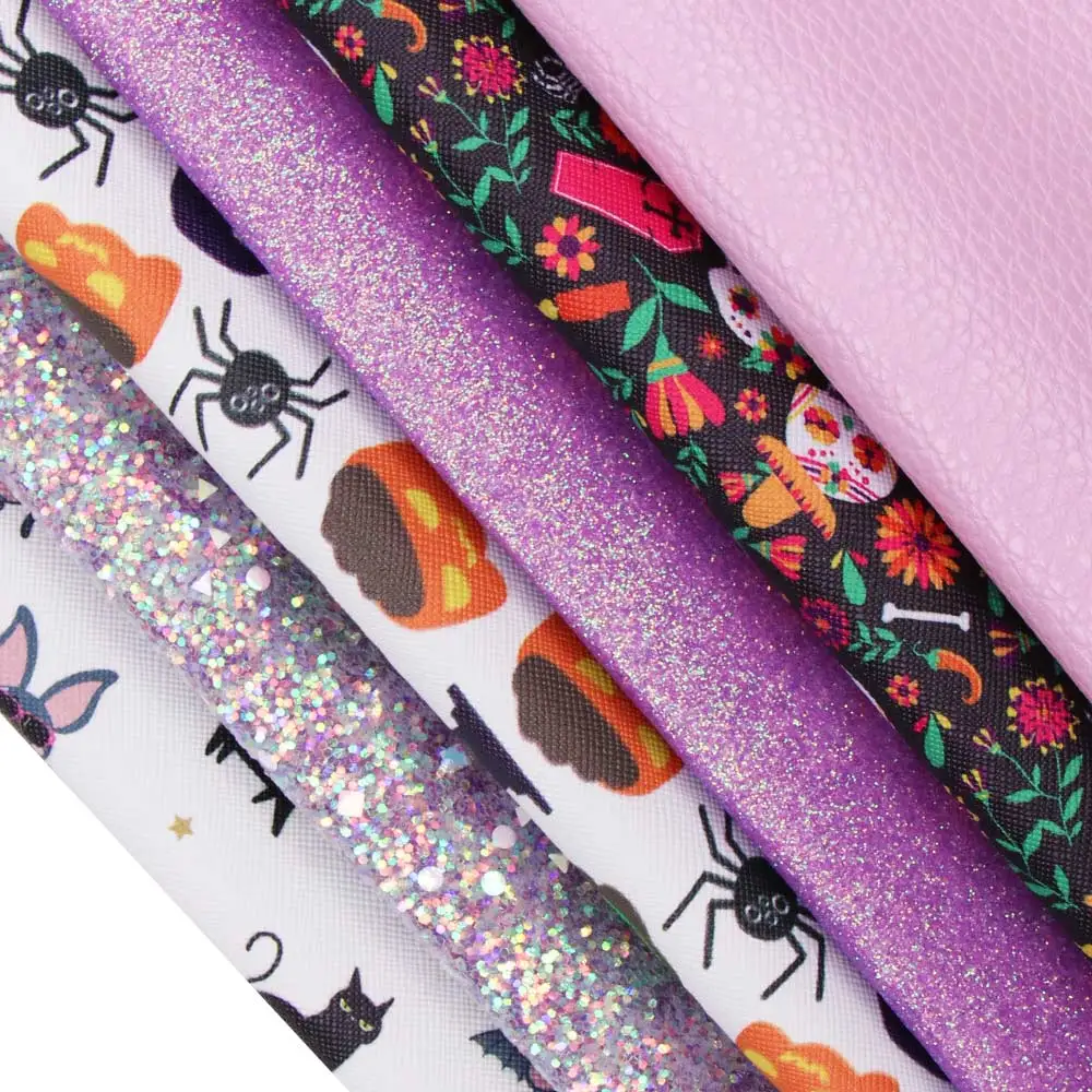 6 шт./компл. Хэллоуин серии кожаный набор блеск чехол портмоне для Пэчворк