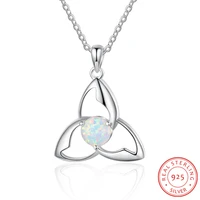 irish necklace celtics triquetra trinity knot 925 sterling silver opal necklaces pendants good luck statement jewelry gifts