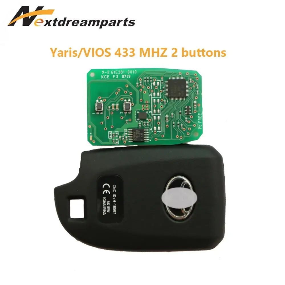 Оригинальный умный ключ 8A для Toyota Yaris VIOS 433 МГц 2 кнопки BS1EW 89904 0H010|Ключ от авто| |