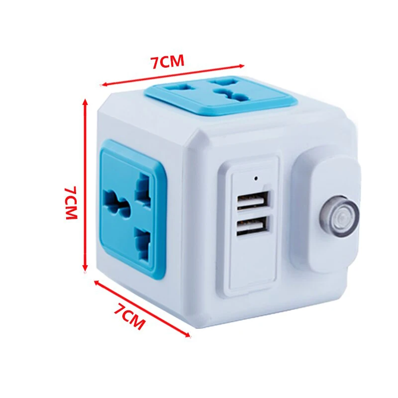 EU UK Plug Network Filter Multi Powercube Power Strip Main Switch 4 Universal Outlet 2 USB 2/3M Extension Cord Adapter | Электроника
