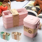 Экологичный Ланч-бокс бэнто из пшеничной соломы для детей, пищевые коробки, контейнер для супа, посуда в японском стиле, детский ланчбокс для школы