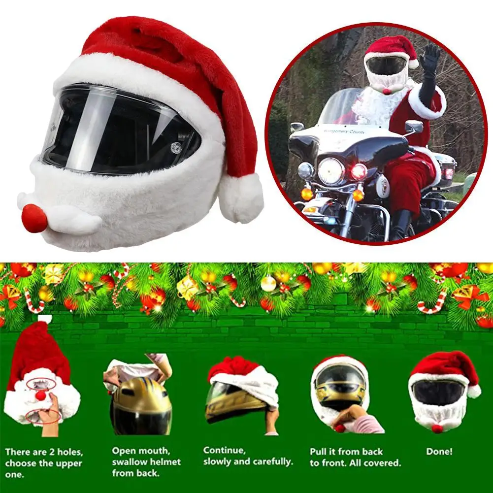 2021 Santa Claus Hat Cap Motorcycle Helmet Cover Innovative Bicycle Outdoor Fun Personalized Christmas Funny | Автомобили и