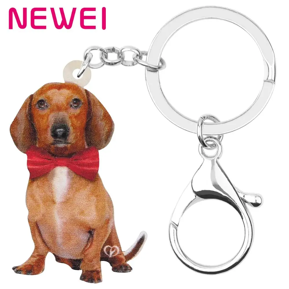 

NEWEI Acrylic Valentine's Day Dachshund Dog Key Chains Rings Bag Car Purse Decoration Keychains For Women Girls Teen Charms Gift