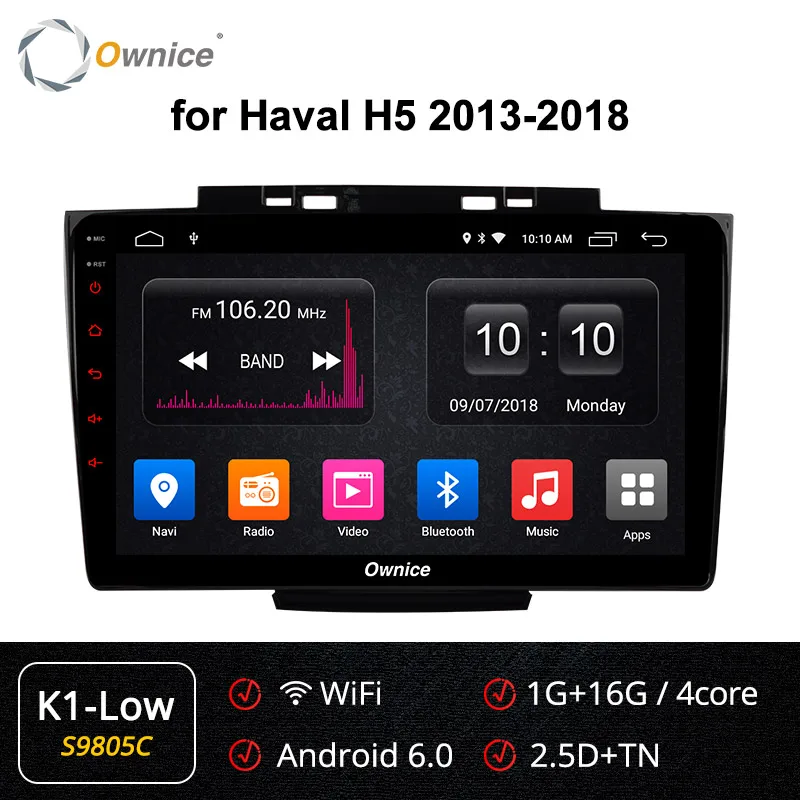 Ownice K3 K5 K6 Android 8,1 автомобильный dvd-плеер gps для Great wall Haval Hover H5 H3 2013- аудио Автомагнитола 360 панорама DSP 4G - Цвет: S9805 K1-Low