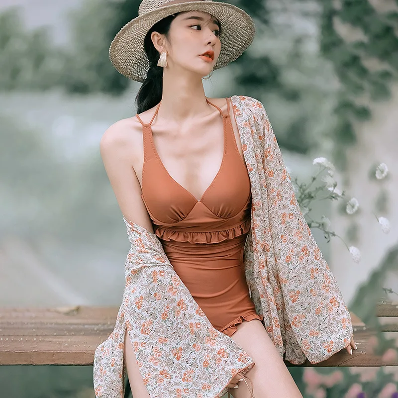 

Women 1 Piece Swimsuit Swim Suit Bathing 2021 Beach Wear Floral Ancient Smock Sexy Bikini Come Back Hot Print Polyester Sierra