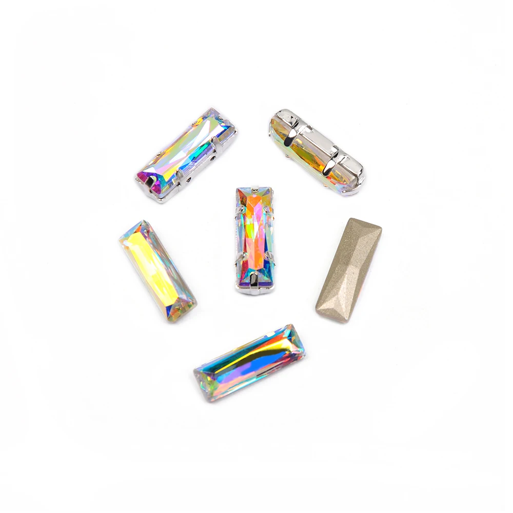 4547 кристалл AB Принцесса Багет Стразы пришитые Камни Кристаллы точечные сзади для