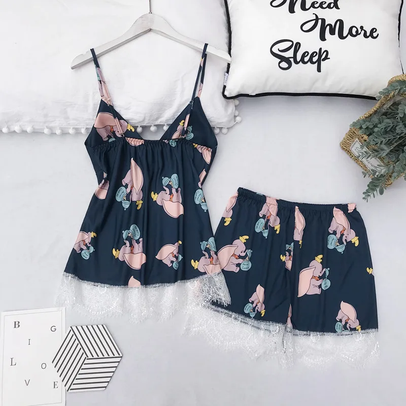 Женская пижама Сексуальный Атласный пижамный комплект белая кружевная Пижама с v