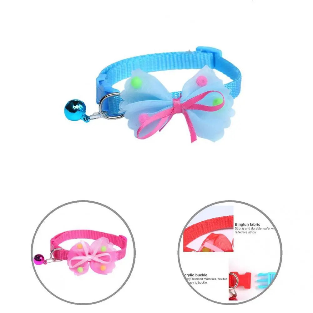 

Beautiful Pet Collar Safe Buckle Soft Texture Pet Dogs Cats Bowknot Collar with Bell Pet Cat Collar Cat Collar