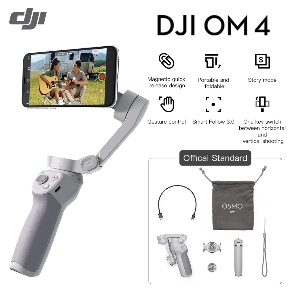 DJI OM4 OM 4-ручной 3-осевой карданный стабилизатор для смартфона с рукояткой, штатив, карданный стабилизатор для телефона OSMO Mobile 4 - изображение