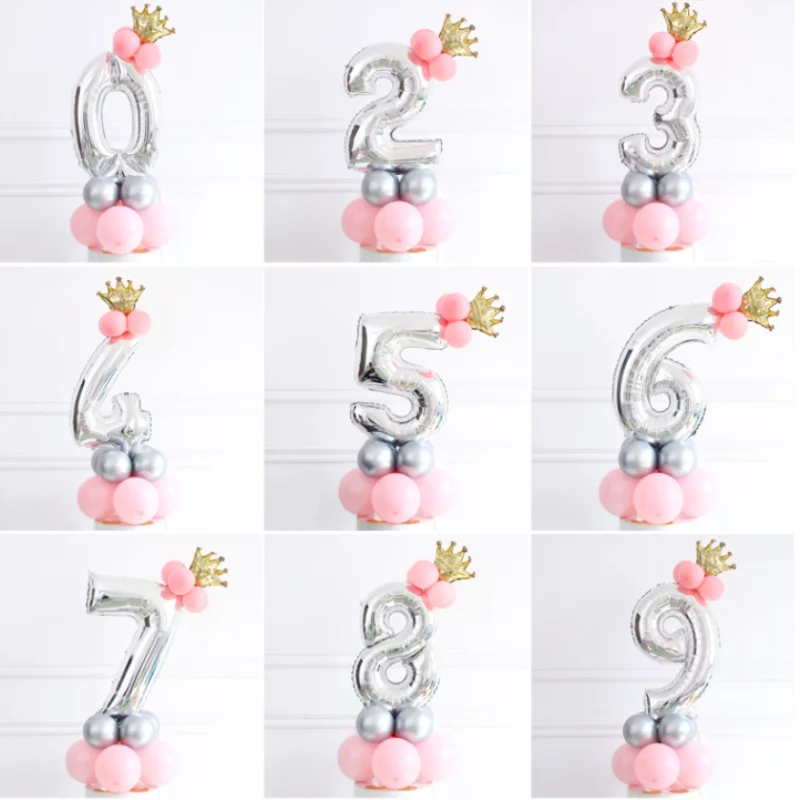Шары воздушные фольгированные в виде цифр 15 шт./компл. 32 дюйма 0-9 дюймов с короной -