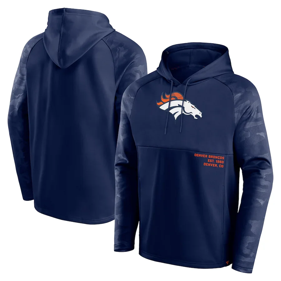 

Denver Men sports Hoodies Broncos sweatshirts Fanatics Branded Shade Defender Raglan Pullover football mens Hoodie clothing